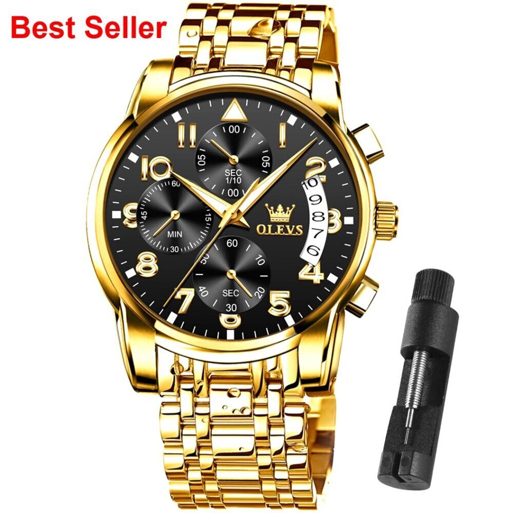 Stainless Steel Quartz Watch Waterproof Luminous Chronograph